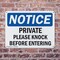 Signmission Private Please Knock Before Entering OSHA Notice Sign, Plastic, 14in W x 10in L, 2PK OS-2PACK-NS-P-1014-L-17824 - alternate 7